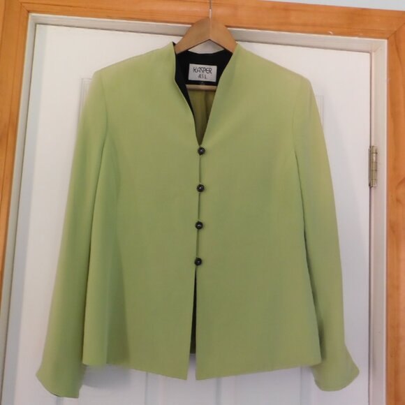 Kasper A.S.L. Women's Blazer Suit Jacket Size 12 Silk Green Business Career - Picture 1 of 6